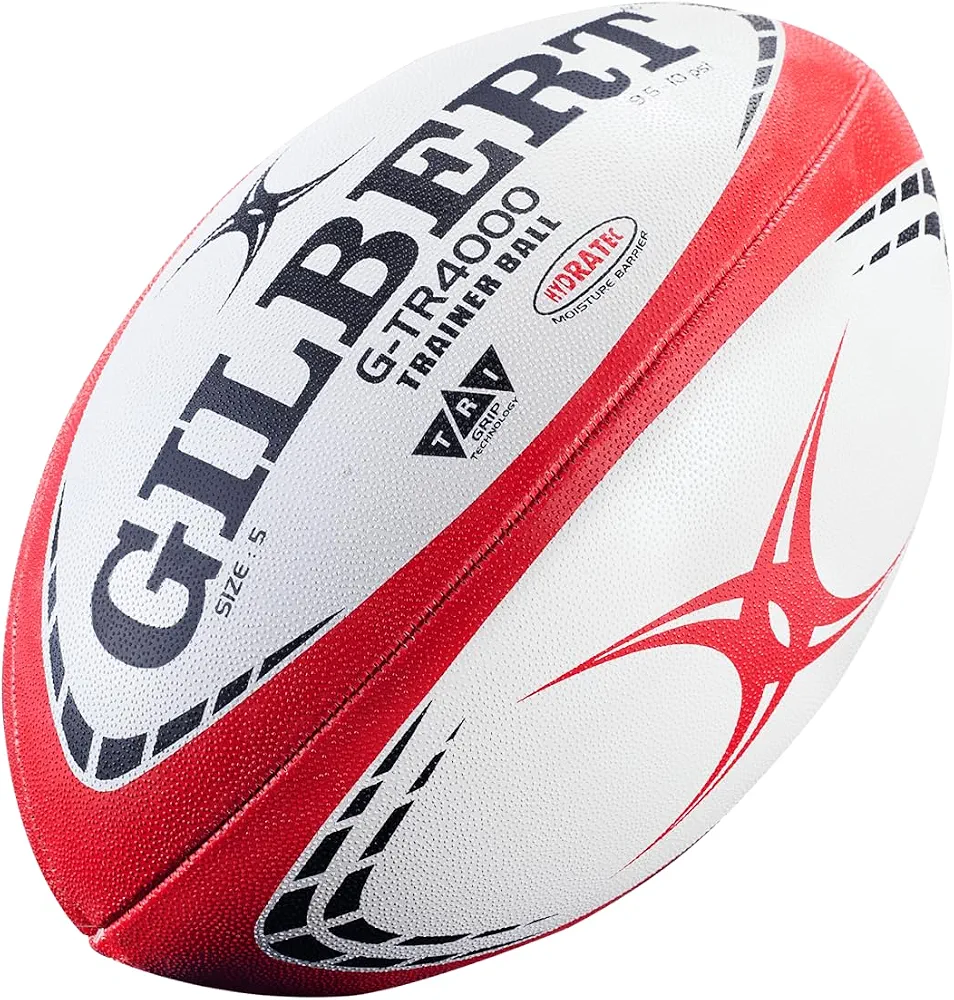 Gilbert G-TR4000 Rugby Training Ball – Hand Stitched with Patented Triangular Grip – Durable 3-Ply Waterproof Surface for College & Club Practice