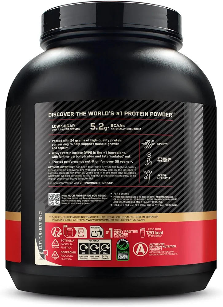 Optimum Nutrition Gold Standard 100% Whey Protéine en Poudre, 2,27 kg | Extreme Milk Chocolate, 71 Portions, 24g de Protéines,BCAA, Soutient la Croissance et la Récupération Musculaires