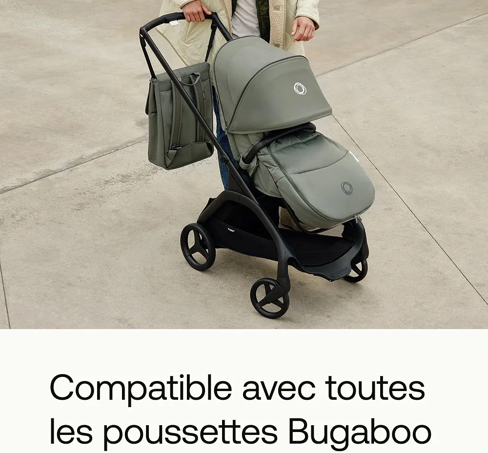 Bugaboo Sac à dos à langer, sac durable fabriqué à partir de matériaux recyclés, hydrofuge, facile à nettoyer, comprenant un matelas à langer et un porte-bouteille isotherme, Midnight Black