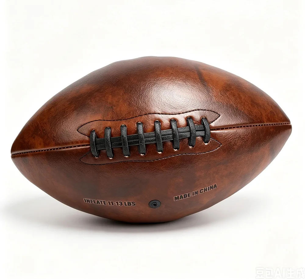 HERCHR Rugby Ball Size 9, Vintage PU Football Hand Stitched Super Grip Training Ball Water Resistant for Matches & Practice |Junior, Youth & Adult, College & Club Practice