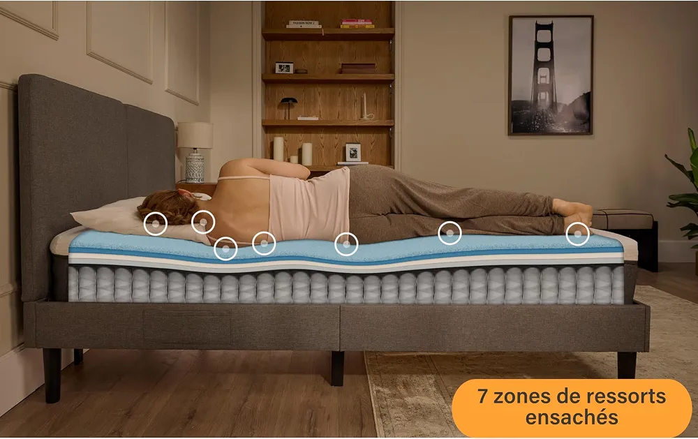 Emma Matelas Original Pro 27 cm – 140x200 - Matelas Hybride à Ressorts Ensachés 7 Zones & Mousse ThermoSync® Thermorégulante – Mémoire de Forme, Soutien Équilibré, Anti-Allergène