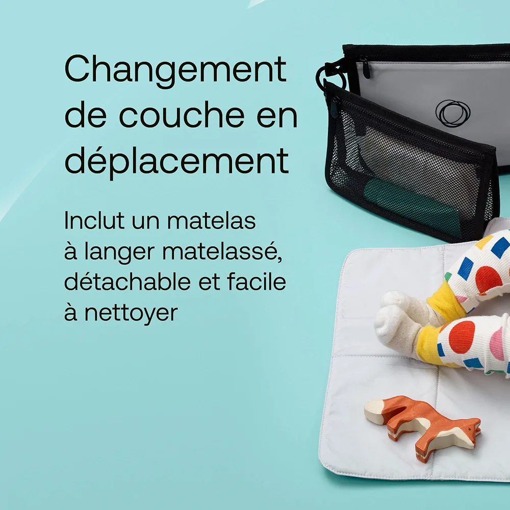Bugaboo Sac à dos à langer, sac durable fabriqué à partir de matériaux recyclés, hydrofuge, facile à nettoyer, comprenant un matelas à langer et un porte-bouteille isotherme, Midnight Black