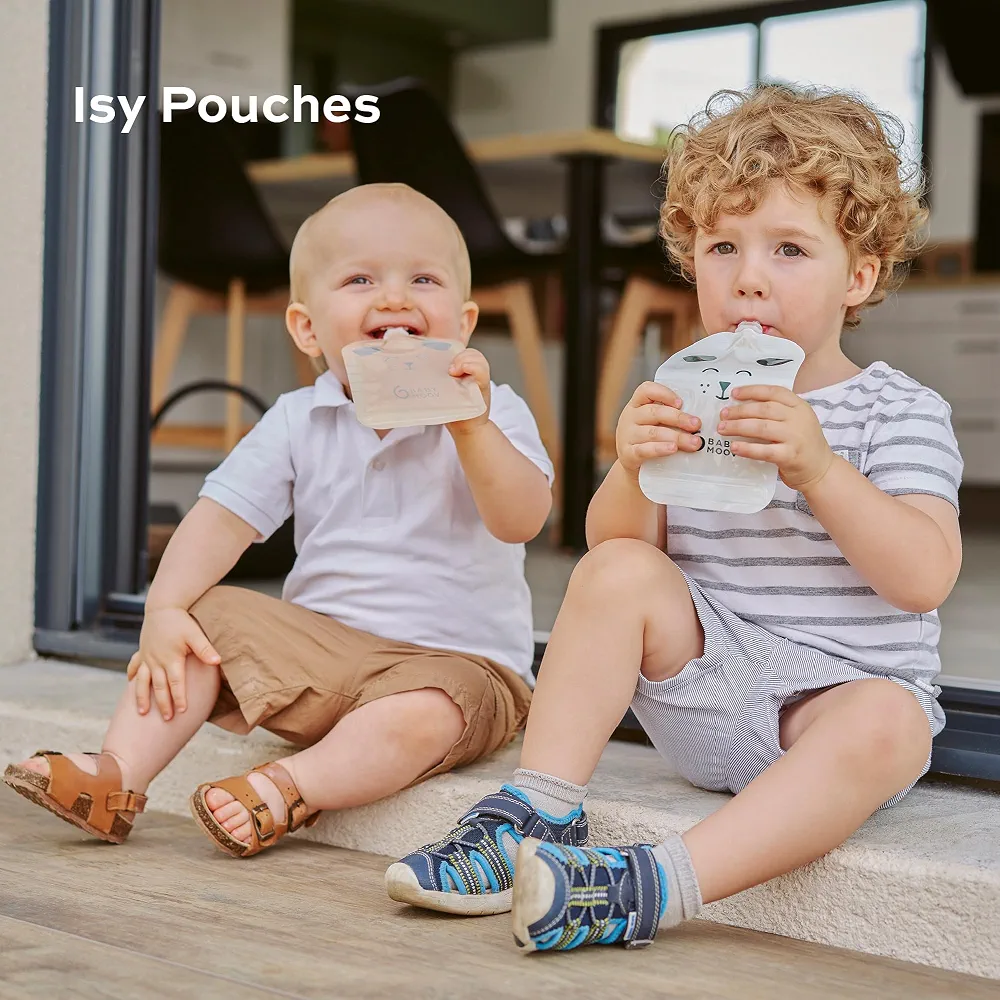 Babymoov 20 Gourdes Réutilisables pour Bébé et Enfant, Contenance 150ml, en Plastique Recyclé, sans BPA, 100% Hermétiques, Surface Réinscriptible