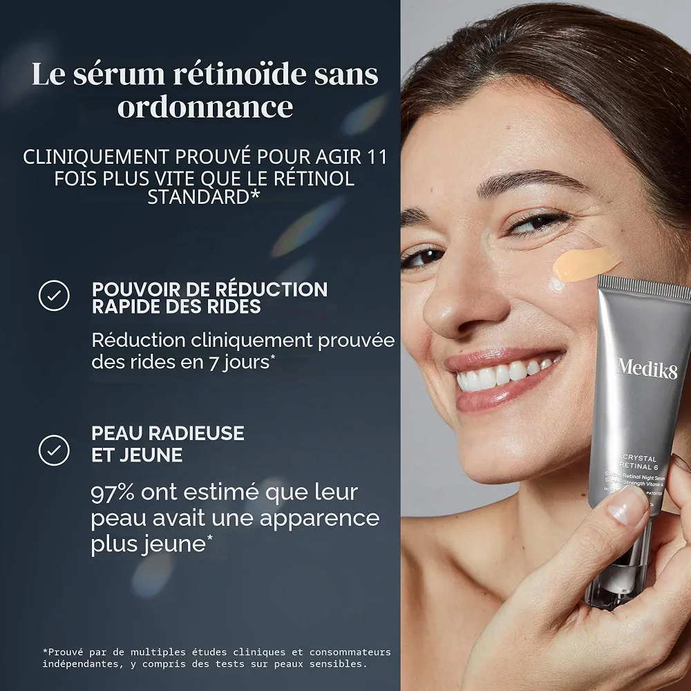 Medik8 Crystal Retinal 10 - Sérum de Nuit Anti-Âge au Rétinal - 0,1% de Concentré de Rétinal - 11x plus Rapide que le Rétinol - Pour les Nouveaux Utilisateurs de Vitamine A - 30ml