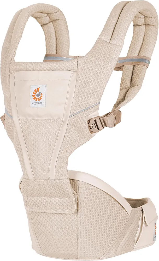 Porte-bébé Ergobaby Alta Hip Seat avec siège de hanche pour bébés et jeunes enfants à partir de 4 mois (5,5 kg - 20,4 kg), porte-bébé avec siège de hanche en Mesh SoftFlex, Pearl Grey