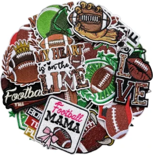 amz-91fh90-bxnl-20ccb594 15 Pcs Football Iron on Patches, Rugby Sport Embroidered Applique Sew on Patches for Clothes Hats Backpacks Jackets T-Shirt