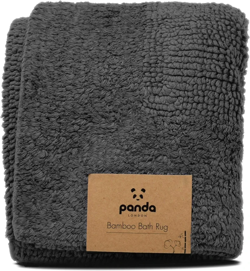 Panda® Tapis de bain en bambou - 50 x 80 cm - Gris urbain - Doux, moelleux, ultra absorbant - Antidérapant - Toucher luxueux comme au spa - Antibactérien et séchage rapide - Fait à la main - Lavable
