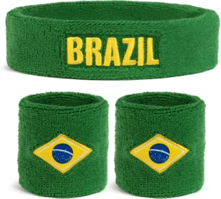 Suddora Country Headband & Wristbands Set (Includes 2 Wrist & 1 Head Sweatband), Highly Moisture Wicking