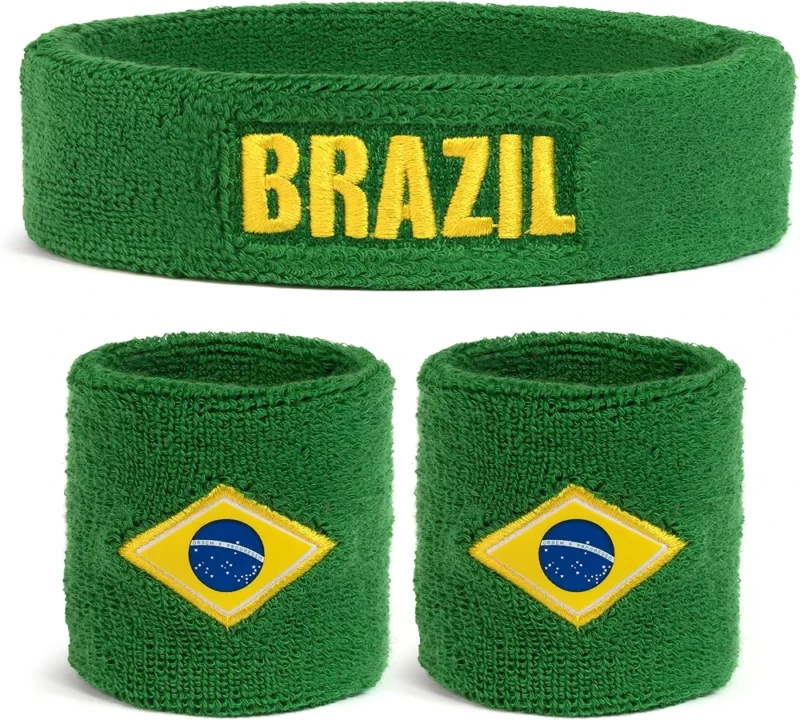 Suddora Country Headband & Wristbands Set (Includes 2 Wrist & 1 Head Sweatband), Highly Moisture Wicking