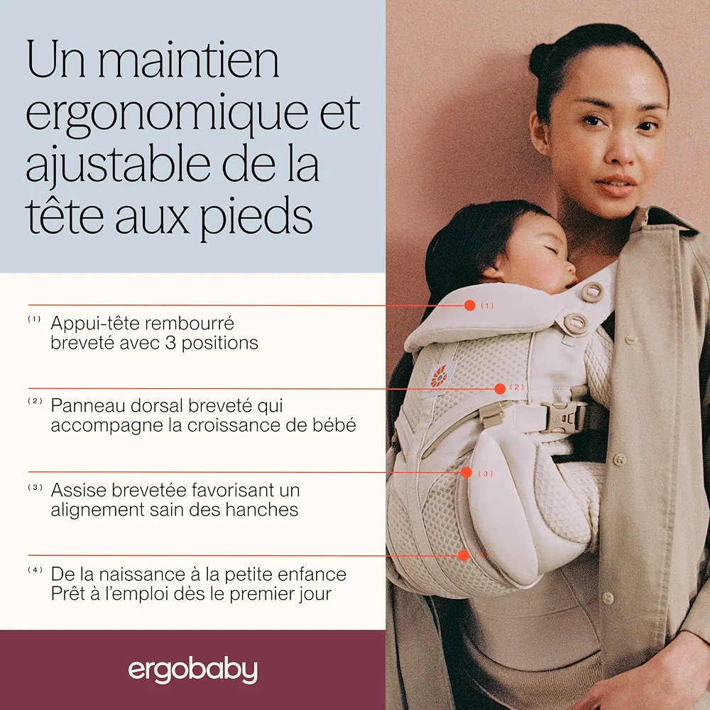 Ergobaby Porte-bébé Omni Classic pour Nouveau-nés et Bambins 0 à 48 Mois