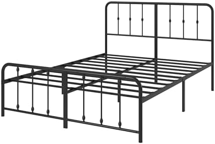 Zinus Florence Sommier 140x190 cm avec Lattes en Métal - Cadre & Tête de Lit 2 Personnes en Métal Robuste - Hauteur 35 cm pour Rangement - Montage Facile - Noir - Image 11