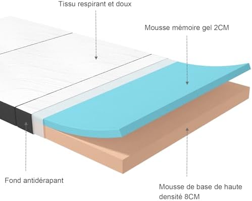 Twirest Matelas Pliant Mousse à Mémoire, 120 x 190 x 10 cm, 1 Personne - Image 7