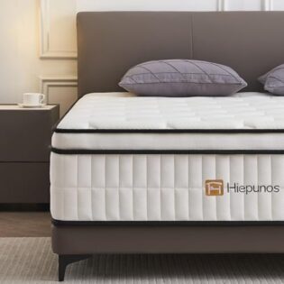Hiepunos Matelas 140 x 200 cm, Épaisseur 26cm, Hybride Matelas en Mousse à mémoire de Forme à Ressorts ensachés Indépendants, 7 Zones de Confort, H3 H4 Moyenne Ferme, Durable, Soutien Parfait