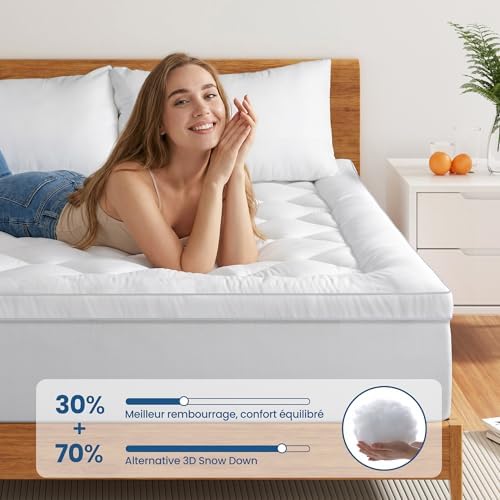 BedStory Surmatelas 140 x 190cm Blanc, surmatelas Ultra-Doux avec Poches Profondes, protège-Matelas Lavable en Machine, adapté aux Matelas jusqu'à 40 cm d'épaisseur - Image 4