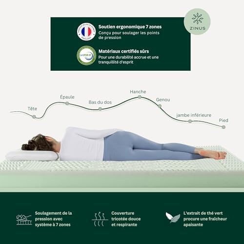 Zinus Matelas 140x190 cm Memoire de Forme - Épaisseur 25 cm - Matelas 2 Places - Hybride Mousse & Ressorts Ensachés - Durable & Respirant - Certifié Oeko-TEX - Image 4