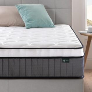 41DA0lok-sL._AC_SL1000_.jpg Zinus Matelas 140x190 cm Memoire de Forme - Épaisseur 25 cm - Matelas 2 Places - Hybride Mousse & Ressorts Ensachés - Durable & Respirant - Certifié Oeko-TEX