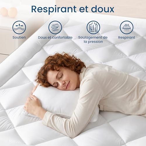 BedStory Surmatelas 140 x 190cm Blanc, surmatelas Ultra-Doux avec Poches Profondes, protège-Matelas Lavable en Machine, adapté aux Matelas jusqu'à 40 cm d'épaisseur - Image 6
