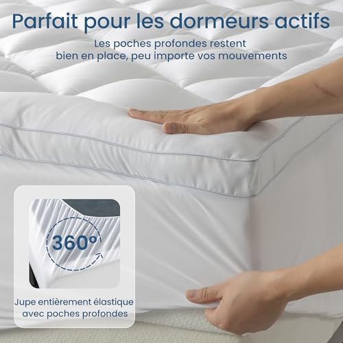 BedStory Surmatelas 140 x 190cm Blanc, surmatelas Ultra-Doux avec Poches Profondes, protège-Matelas Lavable en Machine, adapté aux Matelas jusqu'à 40 cm d'épaisseur - Image 2