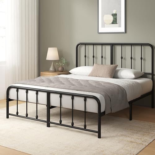 Zinus Florence Sommier 140x190 cm avec Lattes en Métal - Cadre & Tête de Lit 2 Personnes en Métal Robuste - Hauteur 35 cm pour Rangement - Montage Facile - Noir - Image 3