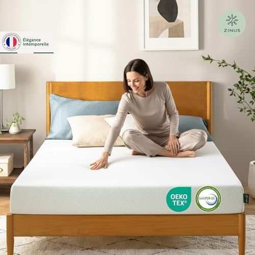 Zinus Matelas 140x190 cm Memoire de Forme Infusé au Thé Vert - Épaisseur 20 cm - Soutien Ergonomique 7 Zones - Fermeté Moyenne - Certifié Oeko-TEX - Respirant & Fraîcheur Durable - Image 3