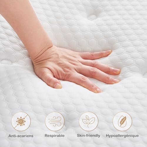 Hiepunos Matelas Hybride 180x200 cm, 26 cm, H3 Mi-Ferme, 7 Zones de Confort - Image 2