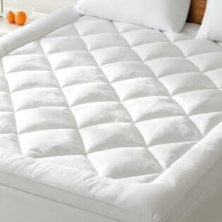 41qwNJaeo8L._AC_SL1000_.jpg BedStory Surmatelas 140 x 190cm Blanc, surmatelas Ultra-Doux avec Poches Profondes, protège-Matelas Lavable en Machine, adapté aux Matelas jusqu'à 40 cm d'épaisseur