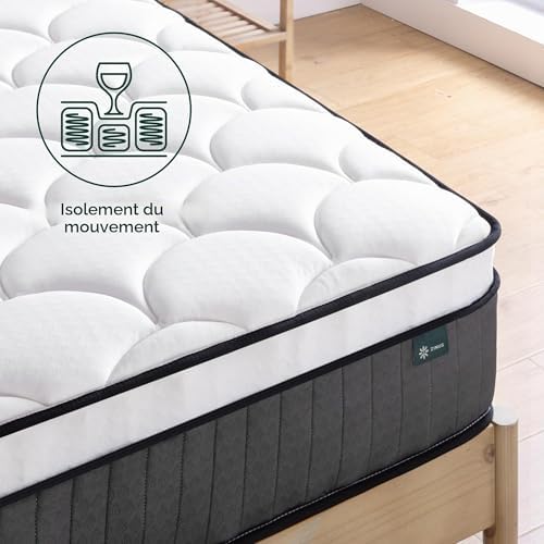 Zinus Matelas 140x190 cm Memoire de Forme - Épaisseur 25 cm - Matelas 2 Places - Hybride Mousse & Ressorts Ensachés - Durable & Respirant - Certifié Oeko-TEX - Image 5