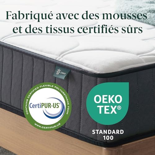 Zinus Matelas 140x190 cm Memoire de Forme - Épaisseur 25 cm - Matelas 2 Places - Hybride Mousse & Ressorts Ensachés - Durable & Respirant - Certifié Oeko-TEX - Image 16