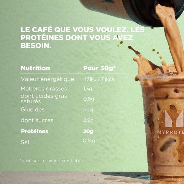 Myprotein Café Glacé Protéiné en Poudre | Iced Vanilla Latte | 20 portions | 20 g de protéines par dose | Seulement 115 kcal | Poudre à reconstituer à base de vrai café | Caféine d'origine naturelle - Image 5
