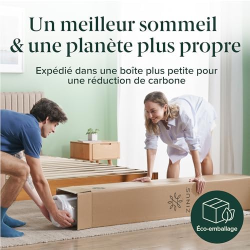 Zinus Matelas 140x190 cm Memoire de Forme Infusé au Thé Vert - Épaisseur 20 cm - Soutien Ergonomique 7 Zones - Fermeté Moyenne - Certifié Oeko-TEX - Respirant & Fraîcheur Durable - Image 17