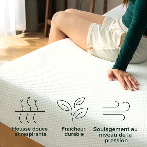 Zinus Matelas 140x190 cm Memoire de Forme Infusé au Thé Vert - Épaisseur 20 cm - Soutien Ergonomique 7 Zones - Fermeté Moyenne - Certifié Oeko-TEX - Respirant & Fraîcheur Durable - Image 15