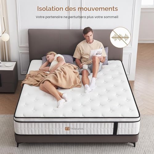 Hiepunos Matelas 140 x 200 cm, Épaisseur 26cm, Hybride Matelas en Mousse à mémoire de Forme à Ressorts ensachés Indépendants, 7 Zones de Confort, H3 H4 Moyenne Ferme, Durable, Soutien Parfait - Image 5