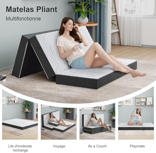 Twirest Matelas Pliant Mousse à Mémoire, 120 x 190 x 10 cm, 1 Personne - Image 6