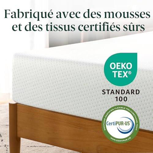 Zinus Matelas 140x190 cm Memoire de Forme Infusé au Thé Vert - Épaisseur 20 cm - Soutien Ergonomique 7 Zones - Fermeté Moyenne - Certifié Oeko-TEX - Respirant & Fraîcheur Durable - Image 18