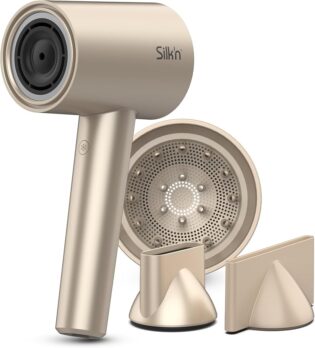 71dyvy6KA7L._AC_SL1000_.jpg Silk'n Sèche cheveux - SilkyAir Pro - Technologie ionique et flux d'air concentré - Diffuseur , 2 concentrateurs et étui de voyage inclus - Silencieux - Écran LED - 18 modes - 1600 Watt - Or rose