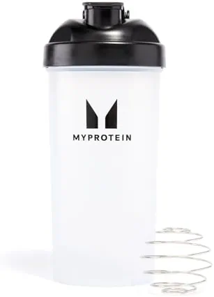 Myprotein Shaker Protéiné 600 ml Transparent/Noir avec bille mélangeuse | Shaker fitness ergonomique | Sans grumeaux | Léger et résistant | Idéal pour protéines en poudre et boissons sportives