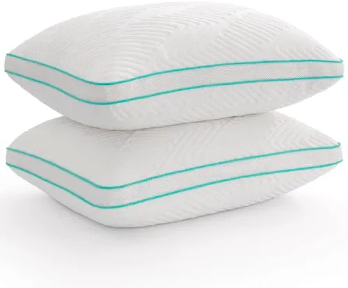 Twirest Lot de 2 oreillers en mousse à mémoire de forme déchiquetée, oreillers hypoallergéniques pour un sommeil confortable, lavables en machine, taille standard (51 x 66 cm)