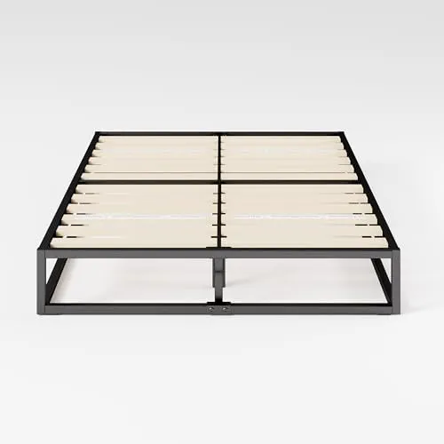 Zinus Joseph Sommier 180x200 cm avec Lattes en Bois - Cadre de Lit King Size en Métal - Hauteur 25 cm pour Rangement - Assemblage Facile - Noir