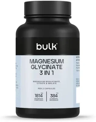 amz-31kcjepttdl-61971d20 Bulk Magnésium 3-en-1 Complexe | 900mg à haute absorption | Complément magnésium triple force bisglycinate, citrate, malate | Soutient la fonction musculaire, l’énergie, la récupération | 90 comprimés