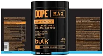 Bulk Dope Max Poudre Pré-Entraînement | 563 g | 25 portions | Haute Teneur en Caféine 200mg | 5g Bêta-Alanine | 3g Créatine | Mélange AAKG & Citrulline | Vitamine B6 | Blue Raspberry