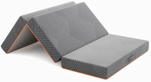 Vesgantti Matelas Pliable 140x190x15cm, Matelas d'Appoint Pliant en Mousse à Mémoire de Forme en Gel, Amovible et Lavable, Idéal pour Voyages, Camping, Lit d'appoint, Oeko-Tex - Gris