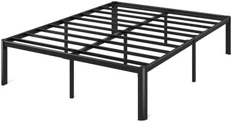 Zinus Van Sommier 140x190 cm avec Lattes en Métal - Cadre de Lit 2 Personnes en Acier Robuste - Hauteur 41 cm pour Rangement - Montage Facile - Noir