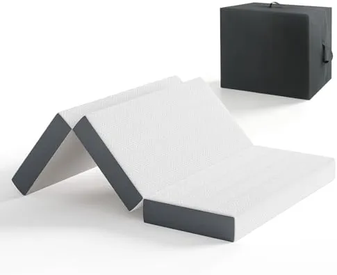 Vesgantti Matelas Pliable 140x190x15cm, Matelas d'Appoint en Mousse à Mémoire de Forme en Gel, Amovible et Lavable avec Sac de Transport, Idéal pour Voyages, Camping, Lit d'appoint, Oeko Tex - Blanc