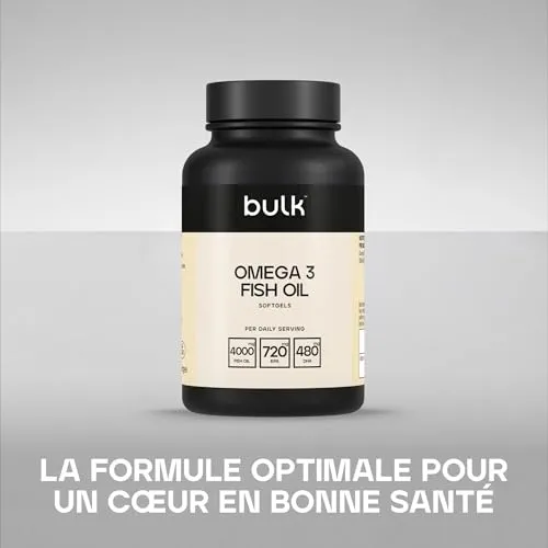 Bulk Gélules d'huile de poisson oméga 3, 1000 mg, paquet de 90