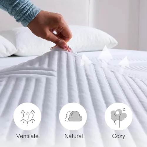 Twirest Surmatelas double en mousse à mémoire de forme de 7 cm, surmatelas en gel, housse en tissu respirant et amovible, blanc (135 x 190 x 7 cm)