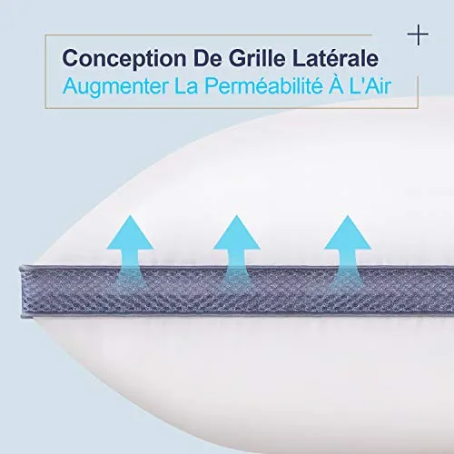 BedStory Lot de 2 Oreillers 50 x 70CM, en Microfibre de Haute Qualité, Respirant avec Maille, Doux et Confortable, Anti-Acarien et Hypoallergénique