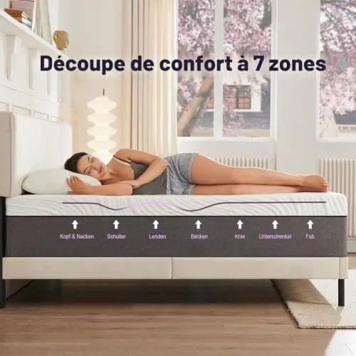 Twirest Matelas de 140 x 200 cm, hauteur 16 cm, orthopédique, en mousse à froid, dureté H3, housse amovible et respirante, matelas en mousse confort, 140 x 200 cm