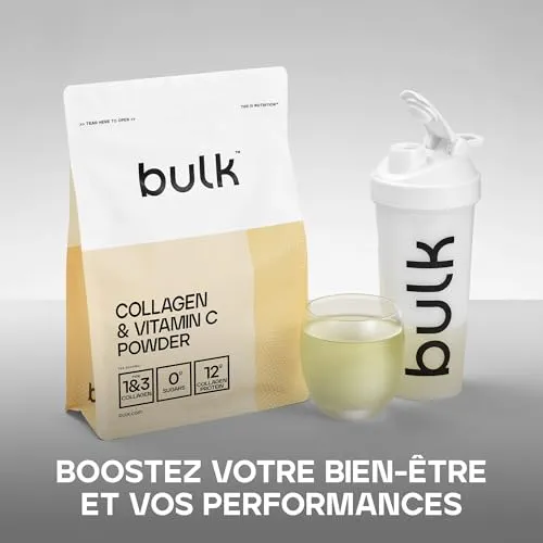 Bulk Collagène et Vitamine C en Poudre, Vanille, 500 g