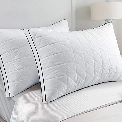 BedStory Oreiller 60x60 Lot de 2, Anti-Acariens à Faible Garnissage Microfibre Hypoallergénique, Qualité Hôtel Moelleux et Respirant, Convient Allongées sur Le Côté Dos Blanc