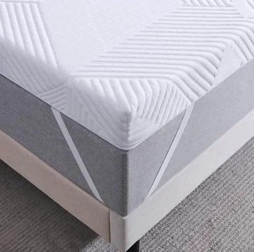 Twirest Surmatelas 140 x 200 cm, 5 cm d'épaisseur, Topper 140x200cm avec un noyau confortable en mousse à haute résilience, Housse respirante et lavable, pour lit à sommier tapissier, caravane
